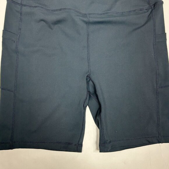 LouKeith Biker Sports Shorts Women Stretch Activewear Size M Dark Blue Pockets - Picture 3 of 8